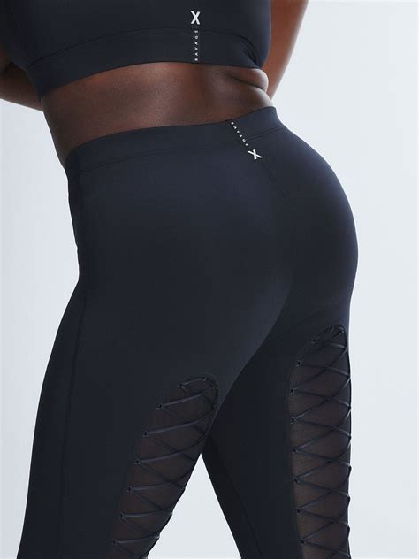 Lace Up Satin Trim High Waist Legging In Black Savage X Fenty