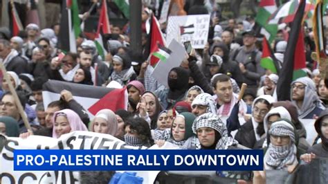 Thousands Of Pro Palestine Demonstrators March Through Downtown Chicago