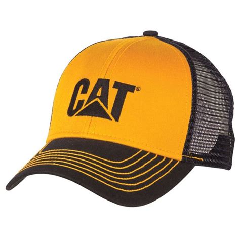 Caterpillar Cat Blue And Yellow Twill Mesh Snapback Cap Hats For Men