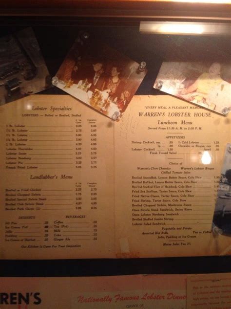 Menu At Warrens Lobster House Restaurant Kittery