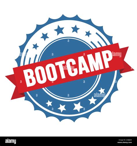 BOOTCAMP Text On Red Blue Ribbon Badge Stamp Stock Photo Alamy