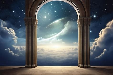 Premium AI Image | Doorway to heaven with stars and clouds in the sky