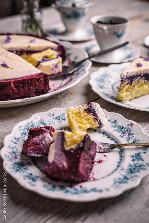 slice  blueberry cake stock photo adobe stock