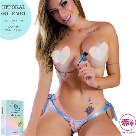 KIT ORAL GOURMET 1 GEL PARA SEXO ORAL SABOR ALGODÃO DOCE E 1 TANGA