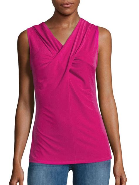 Elie Tahari Mattie Solid Wrap Tank Top Cucito