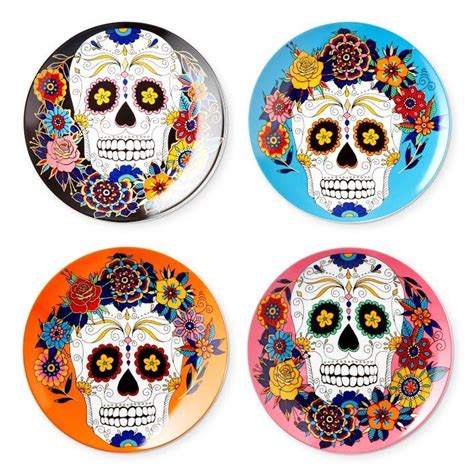 Day Of The Dead Salad Plates Set Of 4 Mixed Williams Sonoma