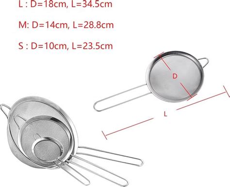 3Pcs Zeefset Premium Fijn Gaas Roestvrij Staal Stevige Keuken En