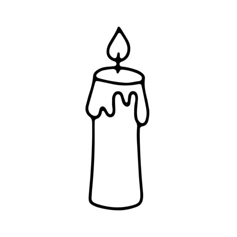 Candle Sketch Vector Burning Candle Doodle Isolated On White