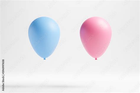 Gender Reveal Party. Two balloons on isolated white background. One ...