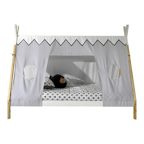 Lit Tipi X Sommier Et Housse Inclus Vipack Bois Et Blanc Lits