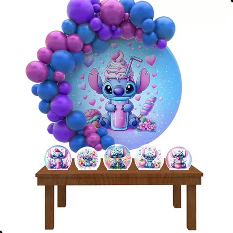 Painel Redondo Sublimado E Displays Stitch Doces Parcelamento Sem Juros