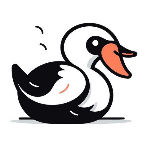 Cisne sobre un fondo blanco Ilustración vectorial en estilo plano