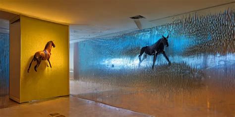 Photorealistic Cinematography Of A Damien Hirst Horse Stable Diffusion