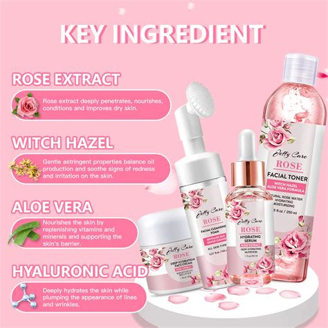 Custom Natural Rose Skin Care Set Facial Lightening Cream Face Serum