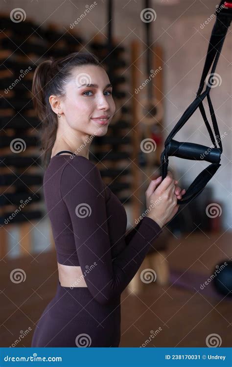 Fit Woman Standing In The Gym With Trx Stock Image Image Of Strap