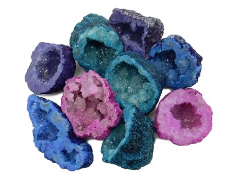 Geode Set of 4 colors Dyed Druzy Geodes Pink Purple Blue | Etsy