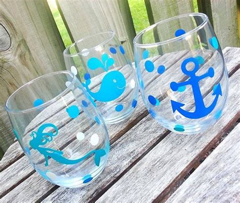 Beach Themed Wine Glass Stemless Or Stemmed Glass Wine Glass Art