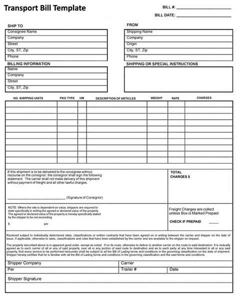 Transport Invoice Template