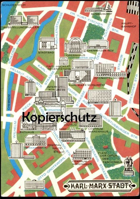 Ltere Postkarte Karl Marx Stadt Stadtplan Entwurf Richter Karl Marx