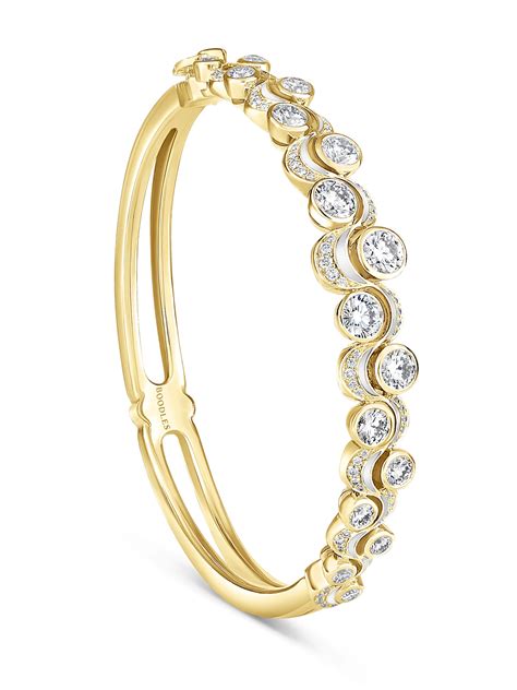 Over the Moon Diamond Enamel Yellow Gold Bangle | Boodles