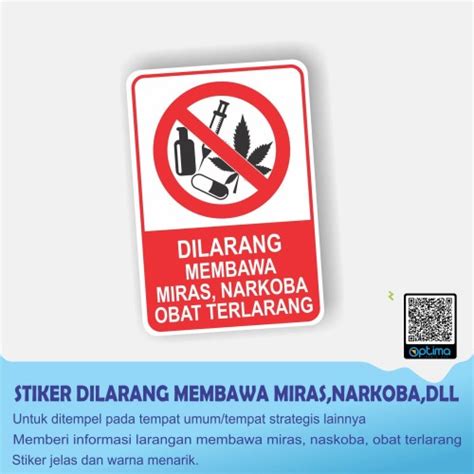 Jual Stiker Dilarang Membawa Miras Narkoba Obat Terlarang X Cm