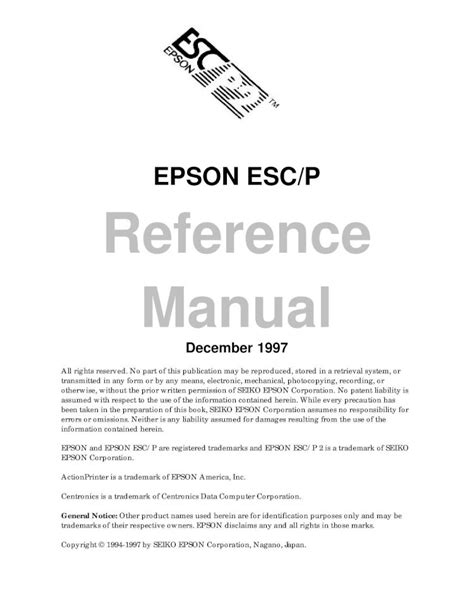 PDF EPSON ESC P Reference Manual With The Scalable Fonts High