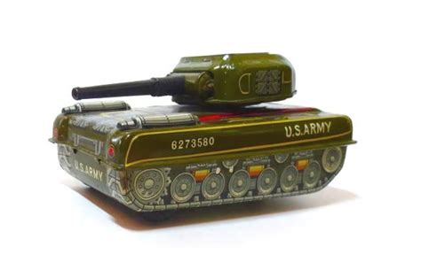 Japan Battery Operated Tin Toy Historical US Army Tank - Trains And Toy ...