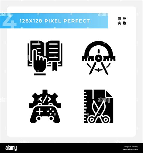 Stem Related Subjects Pixel Perfect Black Glyph Icons Set On White