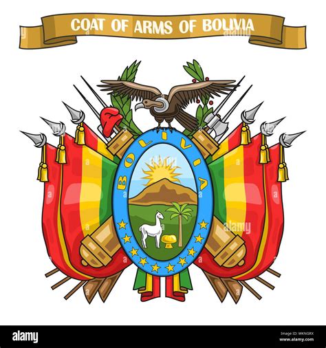 Vector Illustration On Theme Of Bolivian Coat Of Arms Heraldic Shield