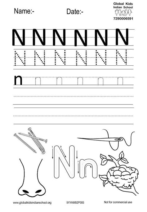 Coloring Worksheet For Alphabet N Color It Draw It Trace It Write