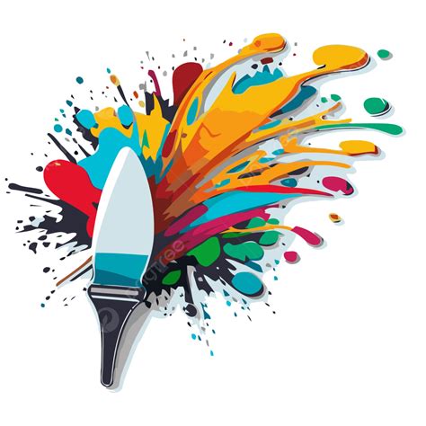 Paint Brush With Colored Splashes Clipart Vector Free Paintbrush Free