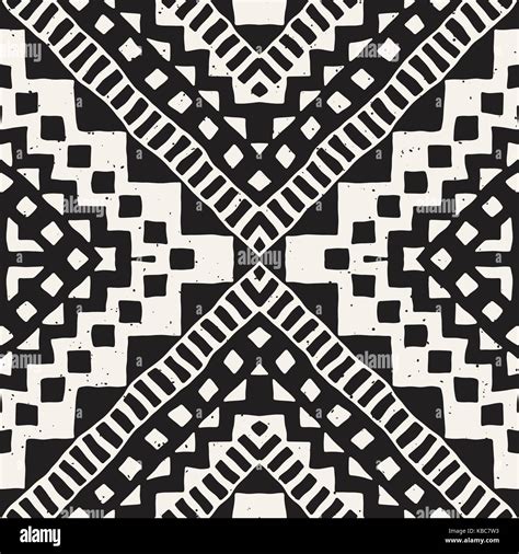 Hand Drawn Painted Seamless Pattern Vector Tribal Design Background