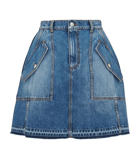 Womens Alexander Mcqueen Blue Denim Mini Skirt Harrods Uk