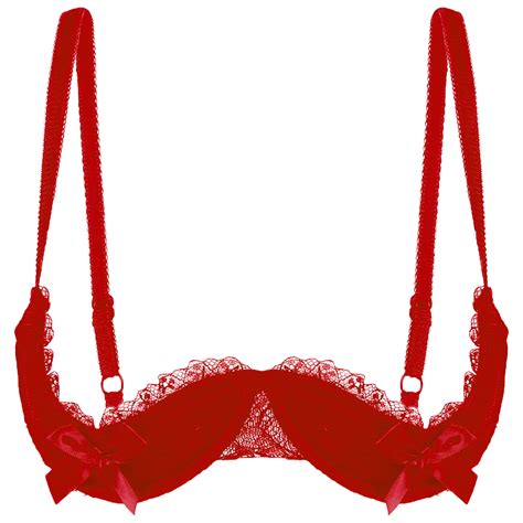 Women Sexy Open Nipple Lace Half Cups Bra Brassiere Push Up Padded