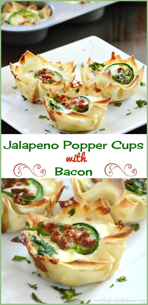 Jalapeño Popper Wonton Cups With Bacon Recipe Appetizer Recipes