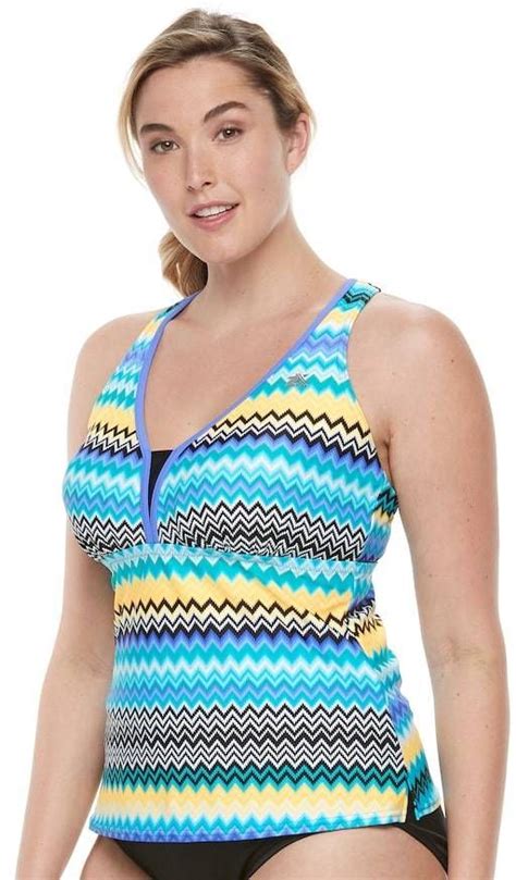 Plus Size Zeroxposur Zigzag Racerback Tankini Top Tankini Tankini