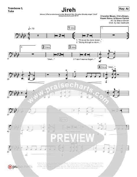 Jireh Unison Part Choir Trombone Tuba Sheet Music Pdf Maverick