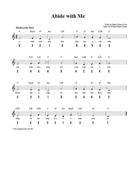 Abide with Me: Chords, Sheet Music, and Tab for Kalimba with Lyrics