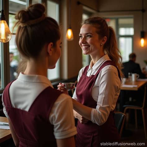 female waitresses   restaurant stable diffusion