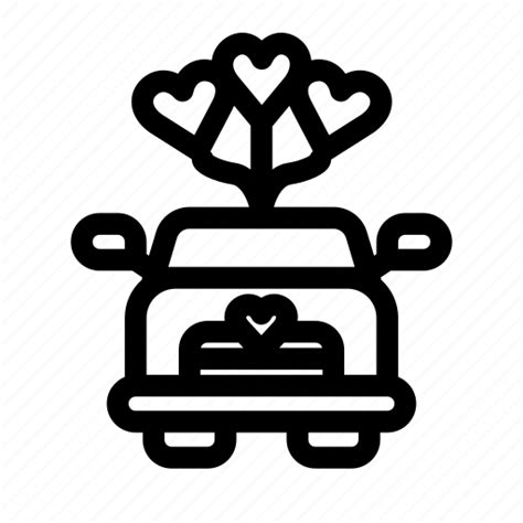 Car Wedding Marriage Love Honeymoon Newlywed Vehicle Icon