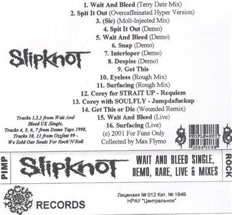 Slipknot - Wait And Bleed (Single, Demo, Rare, Live & Mixes) (2001 ...