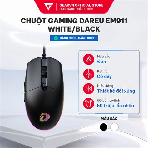 Chuột Gaming DareU EM911 Black Shopee Việt Nam