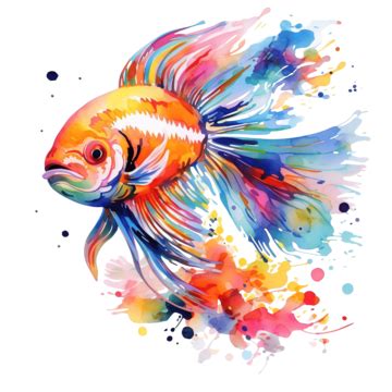 Png Watercolor Fish Abstract Splashes And Vibrant Colors Fantasy