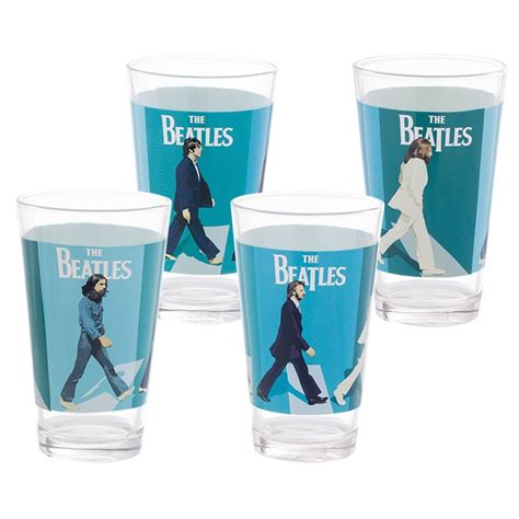 Beatles Drinkware Abbey Road 4 Pc Glass Set Beatles Fab Four