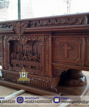 Desain Altar Gereja Jati Meja Altar Katolik Relief Perjamuan Kudus