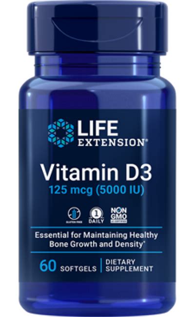 Vitamina D3 5000 Iu 60 Softgels Life Extension