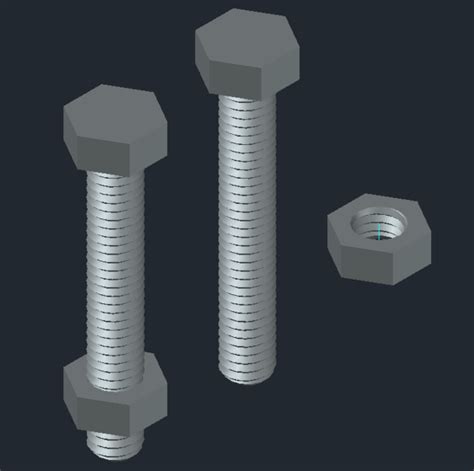 AutoCAD How To Draw A 3D Nut And Bolt 55 OFF