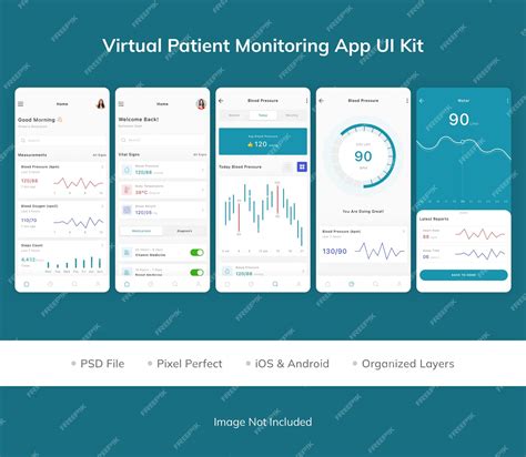 Premium PSD | Virtual patient monitoring app ui kit