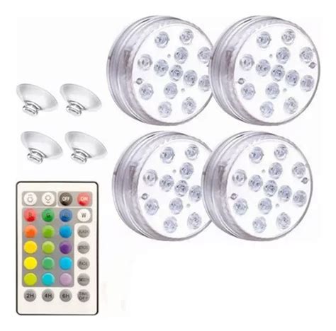 Luzes Led Rgb Subaqu Ticas Ventosa Controle Sem Fio Pcs