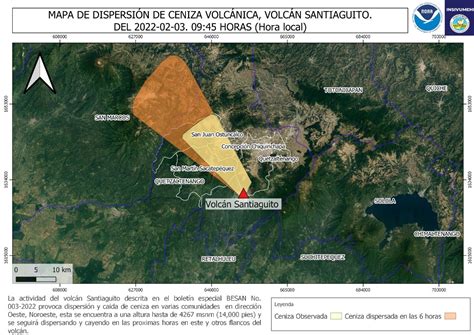 VOLCÁN SANTIAGUITO MANTIENE AUMENTO DE ACTIVIDAD CONRED